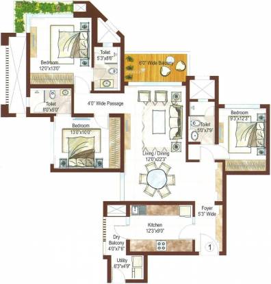 1750 Sq Ft 3 Bhk 3t Apartment For Rent In Ashford Royale At